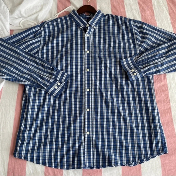 Shirt button down Tex long sleeves blue XXL - Picture 1 of 5